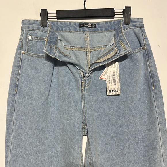 NEW Boohoo Light Blue High Waist Split Hem Denim Jeans Size 8 - Picture 7 of 12